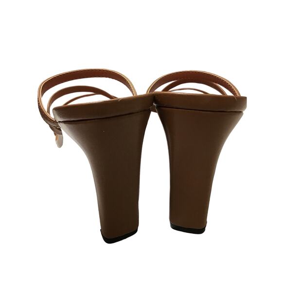 QUPID SZ 7 camel brown Kaylee strappy block 4" high heels NIB R2 - Picture 5 of 7